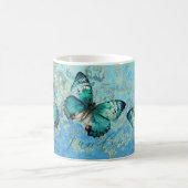 Mug Papillon bleu et vert romantique (Centre)
