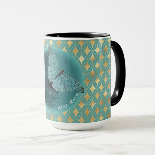 Mug Papillon bleu lune (Devant droit)