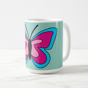 Mug Papillon bleu magenta rose