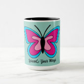 Mug Papillon bleu magenta rose | Ajouter du texte (Centre)