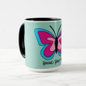 Mug Papillon bleu magenta rose | Ajouter du texte (Devant gauche)