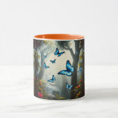 Mug Papillon bleu morpho dans la forêt tropicale (Centre)