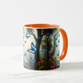 Mug Papillon bleu morpho dans la forêt tropicale (Devant droit)