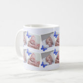 Mug Papillon bleu Première année Bébé photo Collage (Devant gauche)