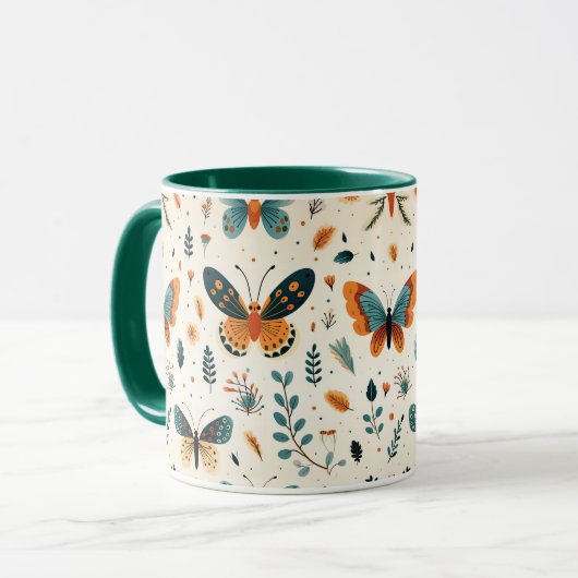 Mug Papillon boho et prairie botanique (Devant gauche)