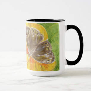 Mug Papillon Brown, fleur jaune