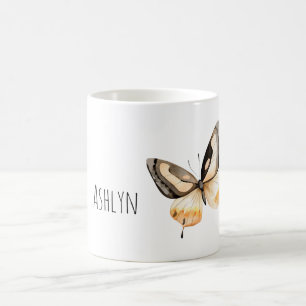 Mug Papillon Brun Abricot Crème