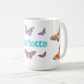 Mug Papillon coloré motif ajouter nom (Devant droit)