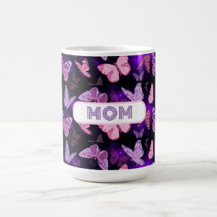 Mug Papillon cool Maman Noir Et Violet