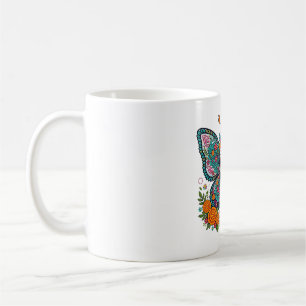 Mug Papillon Crâne Jour des Morts Art Floral