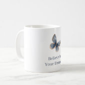 Mug Papillon crème bleu blanc (Devant gauche)