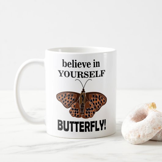 Mug Papillon Croyez En Vous-Même Inspirant (Avec donut)