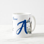 Mug Papillon de chat siamois monogramme initial A nom (Devant droit)