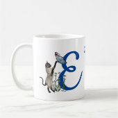 Mug Papillon de chat siamois monogramme initial E nom (Gauche)