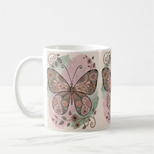 Mug Papillon de collage floral Brown