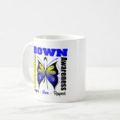 Mug Papillon de conscience de syndrome de Down (Devant gauche)
