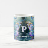 Mug Papillon de couleur bleu violet avec nom personnal (Centre)