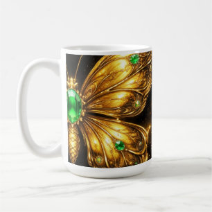 Mug Papillon de cristal émeraude doré