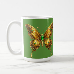Mug Papillon de cristal émeraude doré