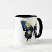 Mug Papillon de Halloween bleu marine vert clair or (Devant droit)