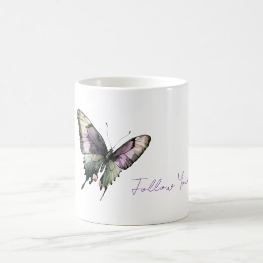 Mug Papillon de joie vert pourpre suivre (Centre)