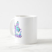 Mug Papillon de l'espoir violet et ruban sarcelle Suic (Devant gauche)