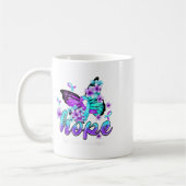 Mug Papillon de l'espoir violet et ruban sarcelle Suic (Gauche)