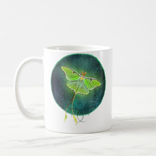 Mug Papillon de lune par Cheryl Casey Art Lune Verte (Gauche)