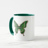 Mug Papillon de luxe émeraude et diamant  (Devant gauche)