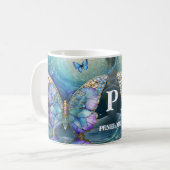 Mug Papillon de nom personnalisé Bleu Violet Cadeau po (Devant gauche)
