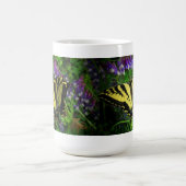Mug Papillon de rayure de tigre et fleurs bleues (Centre)