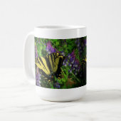 Mug Papillon de rayure de tigre et fleurs bleues (Devant gauche)