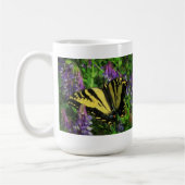 Mug Papillon de rayure de tigre et fleurs bleues (Gauche)