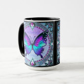 Mug Papillon de sublimation avec Arrière - plan (Devant gauche)