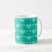 Mug Papillon déco stylisé - turquoise et aqua (Devant droit)