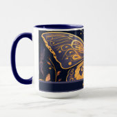Mug Papillon d'or bleu violet Art déco moderne (Gauche)