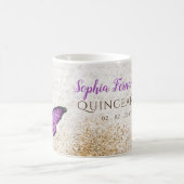 Mug Papillon doré violet rustique vintage (Centre)