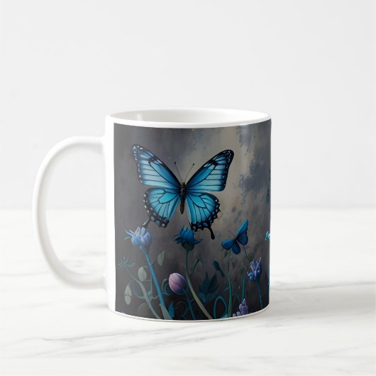 Mug Papillon du jardin Twilight et fleurs jaunes (Gauche)