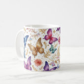 Mug Papillon élégant et Parties scintillant florale (Devant gauche)