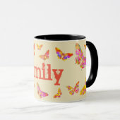 Mug Papillon élégant vintage classique Ajouter le nom (Devant droit)