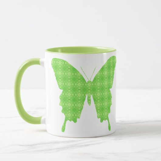 Mug Papillon en papier peint - vert citron (Gauche)
