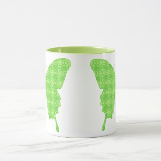 Mug Papillon en papier peint - vert citron (Centre)