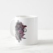 Mug Papillon Et Fleurs De Chouette Noire - Gothique (Devant gauche)