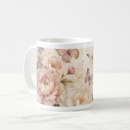 Mug papillon et floral aquarelle (Devant gauche)