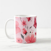 Mug Papillon et floral rose (Gauche)