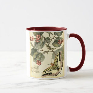 Mug Papillon et libellule à fleurs rouges
