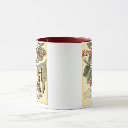 Mug Papillon et libellule à fleurs rouges (Centre)