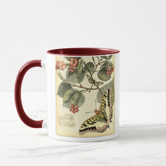 Mug Papillon et libellule à fleurs rouges (Gauche)