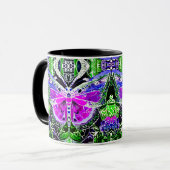 Mug Papillon et Médaillon Motif Batik en violet (Devant gauche)