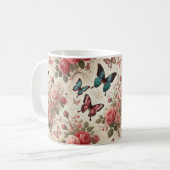 Mug Papillon et Motif Rose (Devant gauche)